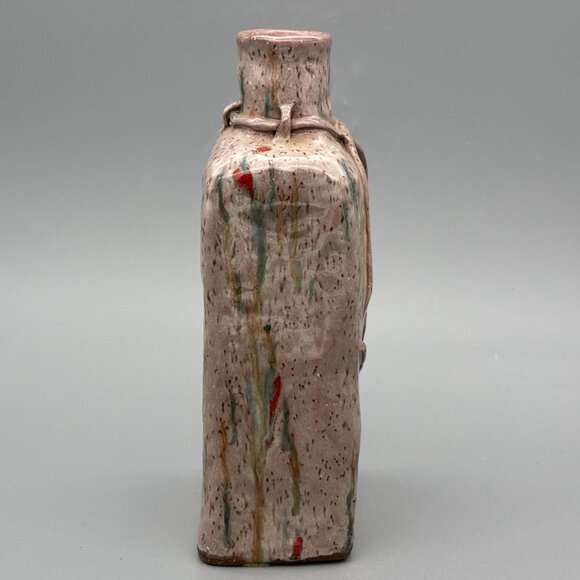 Vintage Studio Pottery Wine Jug with Applied Clay Lettering and Drip Glaze - Picture 5 of 8